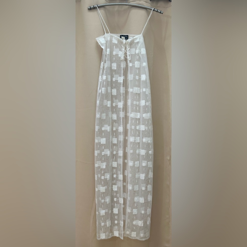 Pam Chorley sheer ivory  sequin maxi dress cover angelcore fairycore One Size